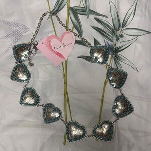 NWT Silver and Turquoise Heart Western Concho Chain Belt